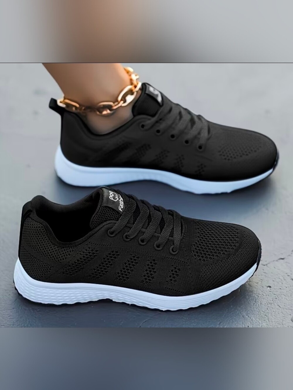 Women's Lace-up Knit Sneakers Non-Slip Mesh Running Breathable Traveling Shoes